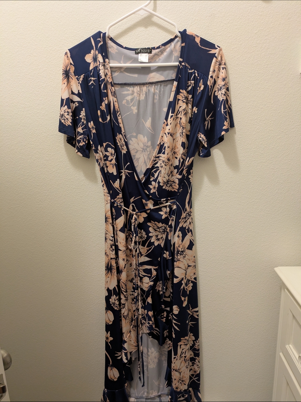 VENUS Navy Floral Wrap Maxi Dress